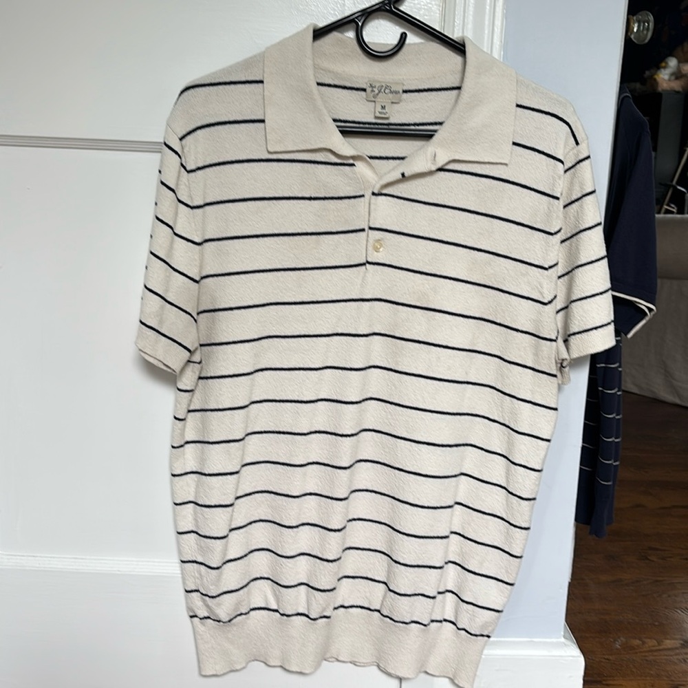 J. Crew Men's Striped Sweater-Polo Size Medium EUC